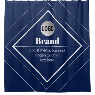 Your Logo & Customisable Modern Design   Navy Blue Shower Curtain