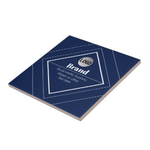Your Logo & Customisable Modern Design Navy Blue Tile