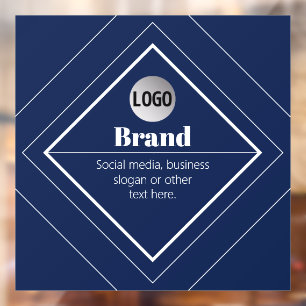 Your Logo & Customisable Modern Design Navy Blue Window Cling