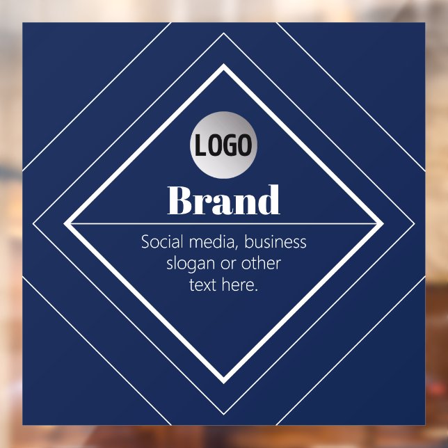 Your Logo & Customisable Modern Design | Navy Blue Window Cling (Sheet 2)