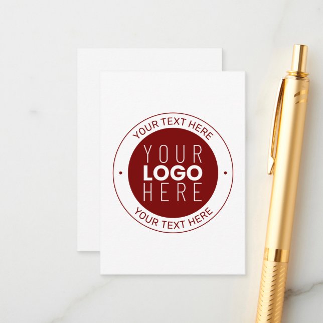 Your Logo & Customisable Text | Deep Red/DIY Colou Enclosure Card (Front/Back In Situ)