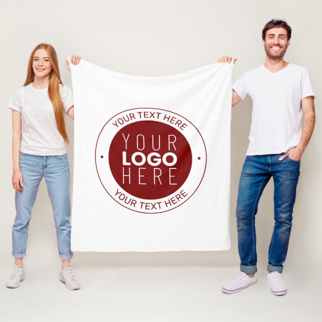 Your Logo & Customisable Text | Deep Red/DIY Colou Fleece Blanket (In Situ)