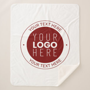 Your Logo & Customisable Text   Deep Red/DIY Colou Sherpa Blanket