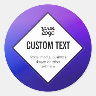 Your Logo & Customisable Text   Purple Ombre Classic Round Sticker
