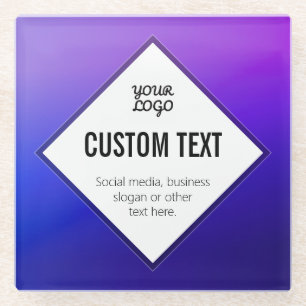 Your Logo & Customisable Text Purple Ombre Glass Coaster