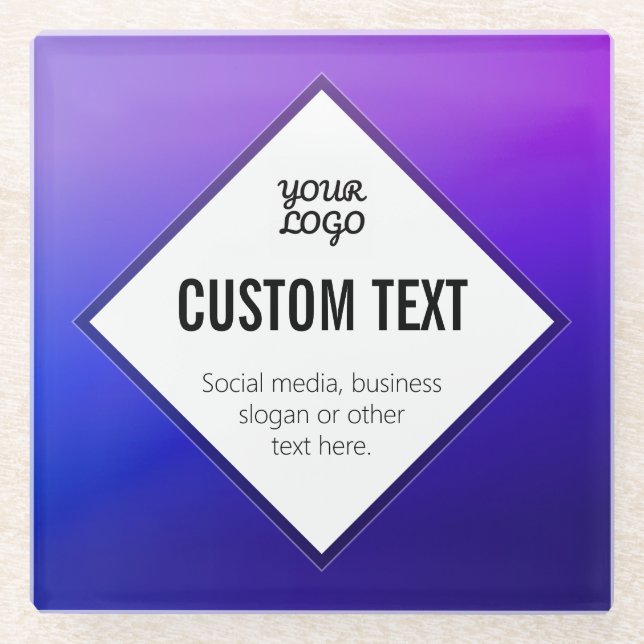 Your Logo & Customisable Text | Purple Ombre Glass Coaster (Front)