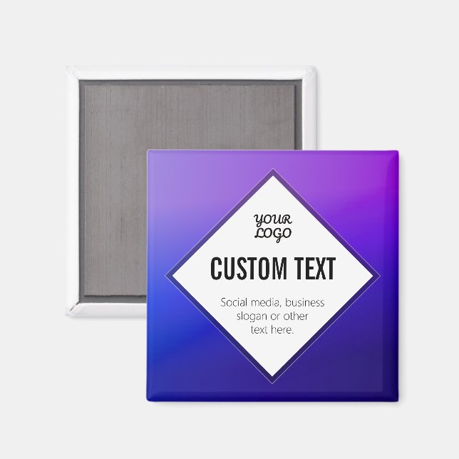 Your Logo & Customisable Text | Purple Ombre Magnet (Front/Back)