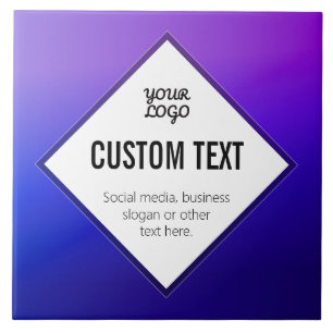 Your Logo & Customisable Text Purple Ombre Tile