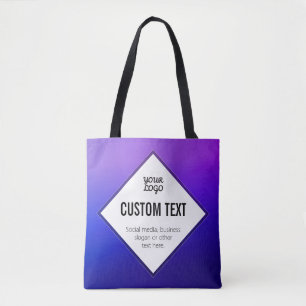 Your Logo & Customisable Text Purple Ombre Tote Bag