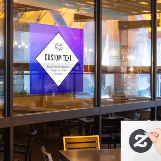 Your Logo & Customisable Text | Purple Ombre Window Cling (Restaurant Window)