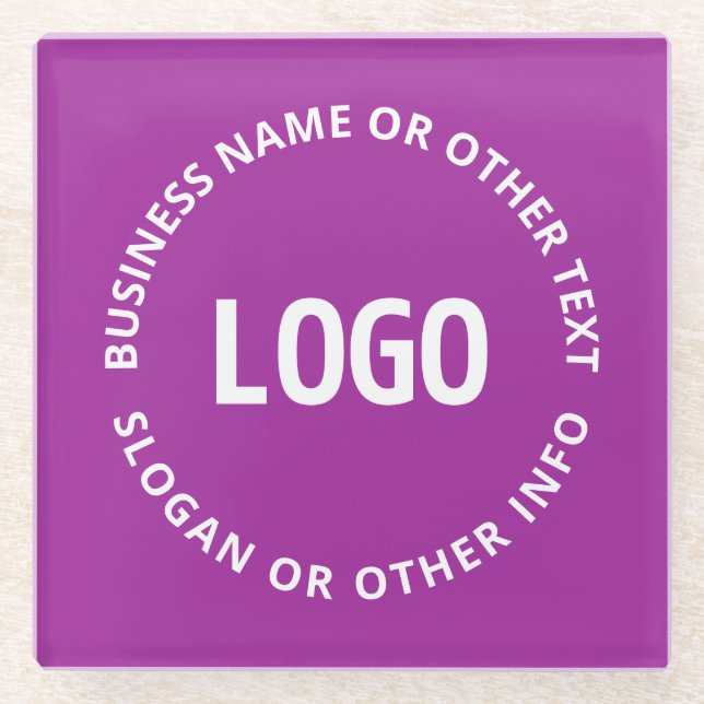 Your Logo & Customisable Text | Purple Violet Glass Coaster (Front)