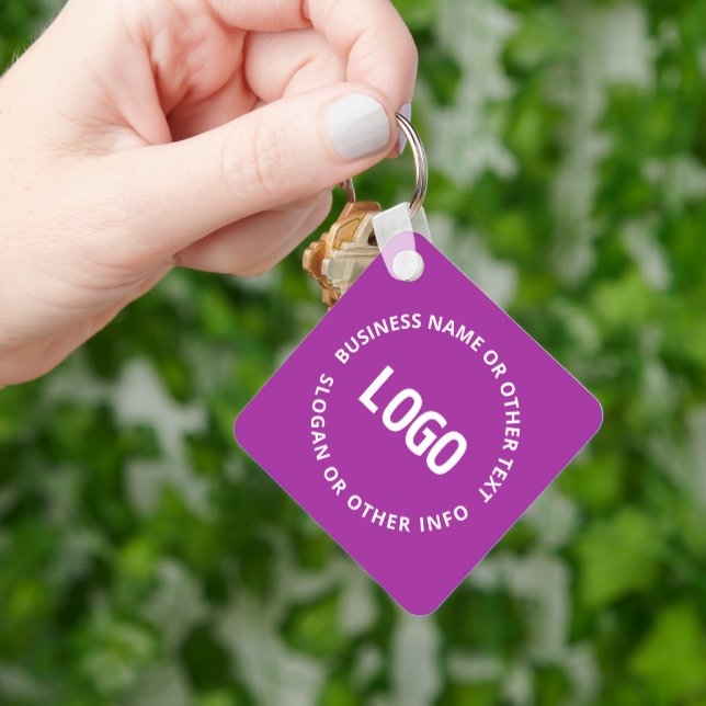 Your Logo & Customisable Text | Purple Violet Key Ring (Hand)