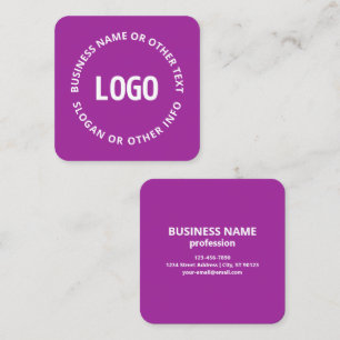 Your Logo & Customisable Text   Purple Violet Square Business Card