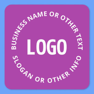 Your Logo & Customisable Text   Purple Violet Square Sticker