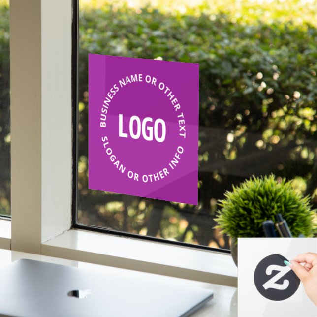 Your Logo & Customisable Text | Purple Violet Window Cling (Office)