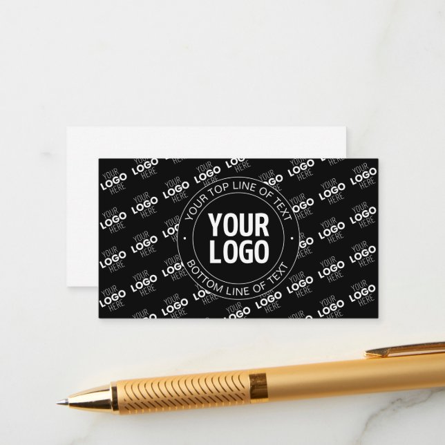 Your Logo & Customisable Text with Logo Pattern Enclosure Card (Front/Back In Situ)