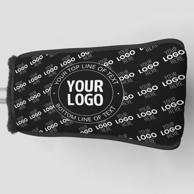 Your Logo & Customisable Text with Logo Pattern Golf Head Cover (Front)
