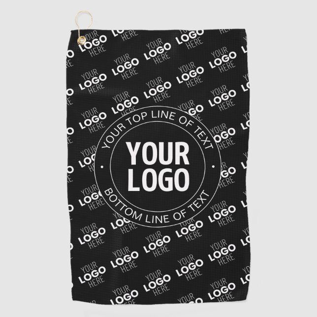 Your Logo & Customisable Text with Logo Pattern Golf Towel (Front)