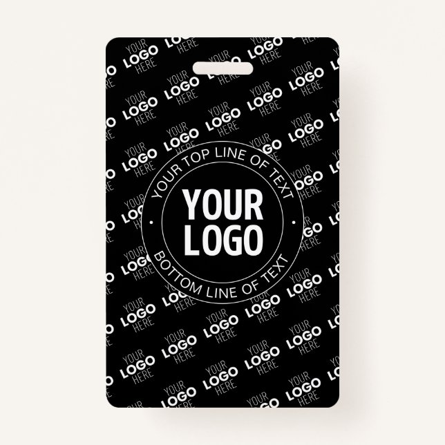 Your Logo & Customisable Text with Logo Pattern ID Badge (Front)
