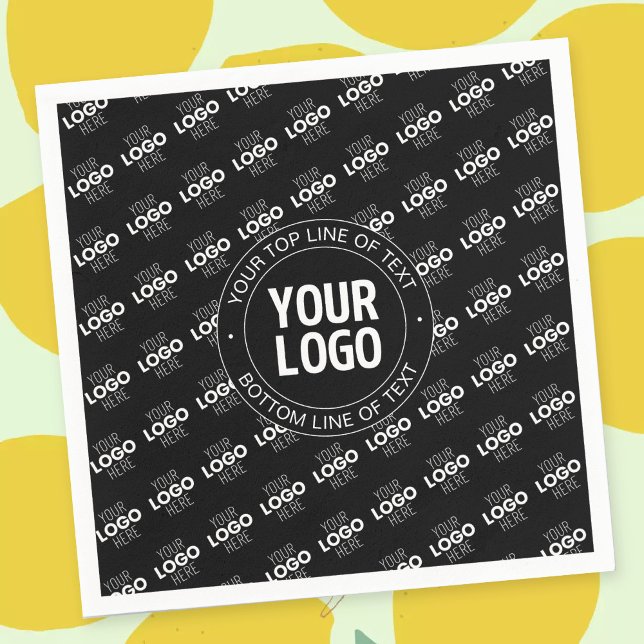 Your Logo & Customisable Text with Logo Pattern Napkin (Creator Uploaded)