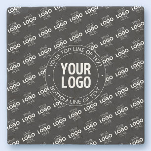Your Logo & Customisable Text with Logo Pattern Stone Coaster