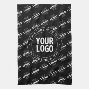 Your Logo & Customisable Text with Logo Pattern Tea Towel