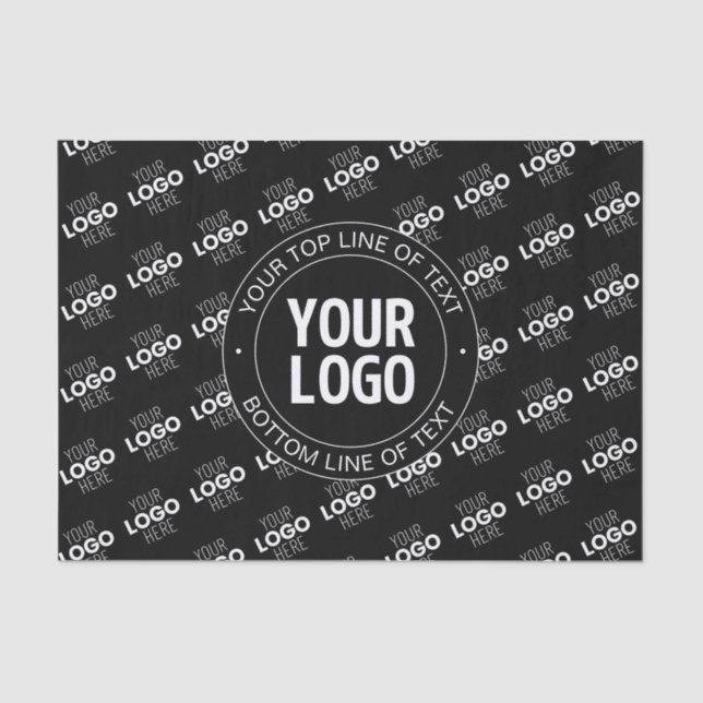 Your Logo & Customisable Text with Logo Pattern Tissue Paper (Front)