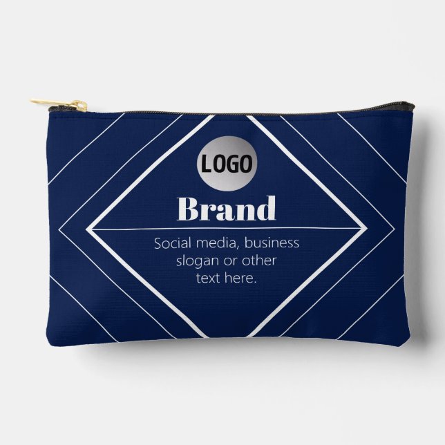 Your Logo & Customizable Modern Design | Navy Blue Accessory Pouch (Front)