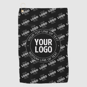 Your Logo & Customizable Text with Logo Pattern Golf Towel