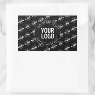 Your Logo & Customizable Text with Logo Pattern Rectangular Sticker