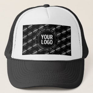 Your Logo & Customizable Text with Logo Pattern Trucker Hat