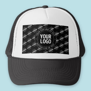 Your Logo & Customizable Text with Logo Pattern Trucker Hat