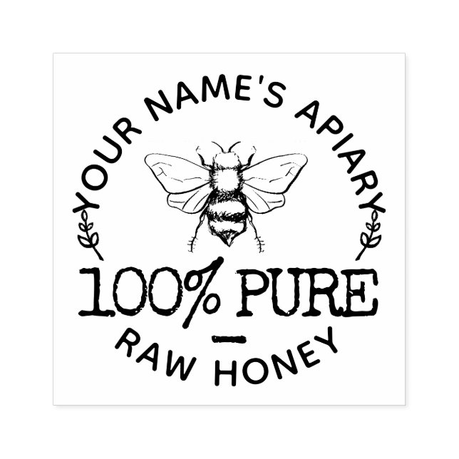 Your Logo Cute Bumblebee Honey Homemade Rubber Stamp (Imprint)