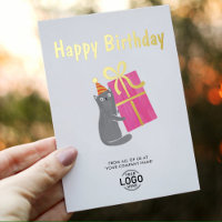 Your Logo Cute Cat Big Pink Gift Business Birthday