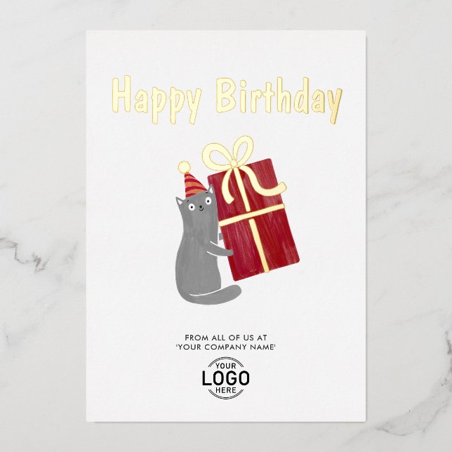 Your Logo Cute Cat Burgundy Gift Business Birthday (Front)