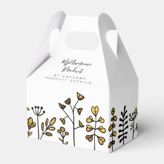 Your Logo Cute Gold & Black Floral Branded Product Favour Box