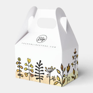 Your Logo Cute Gold & Black Floral Branded Product Favour Box