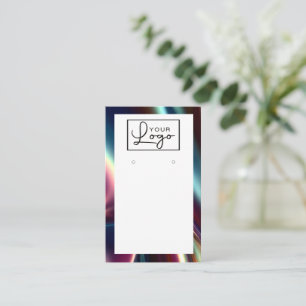 Your Logo Dark Metallic Shine Earring Card QR Code