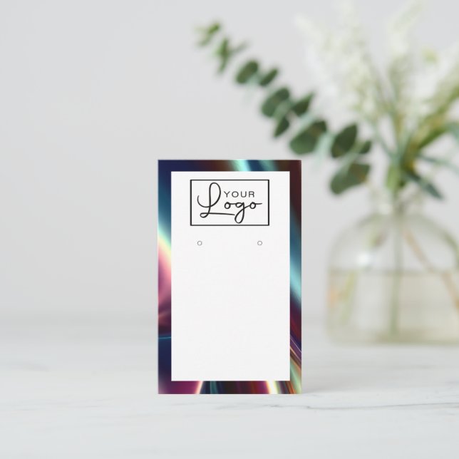 Your Logo Dark Metallic Shine Earring Card QR Code (Standing Front)