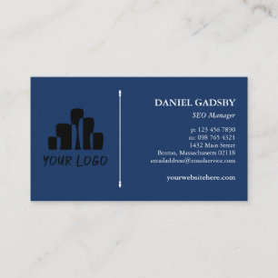 Your Logo Deep Blue White Practical Minimalist Business Card