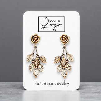 Your Logo Earring Display Large with Social Media Business Card