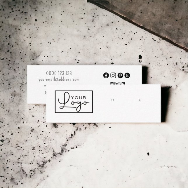 Your Logo Earring Display Social Media QR Code  Mini Business Card (Creator Uploaded)
