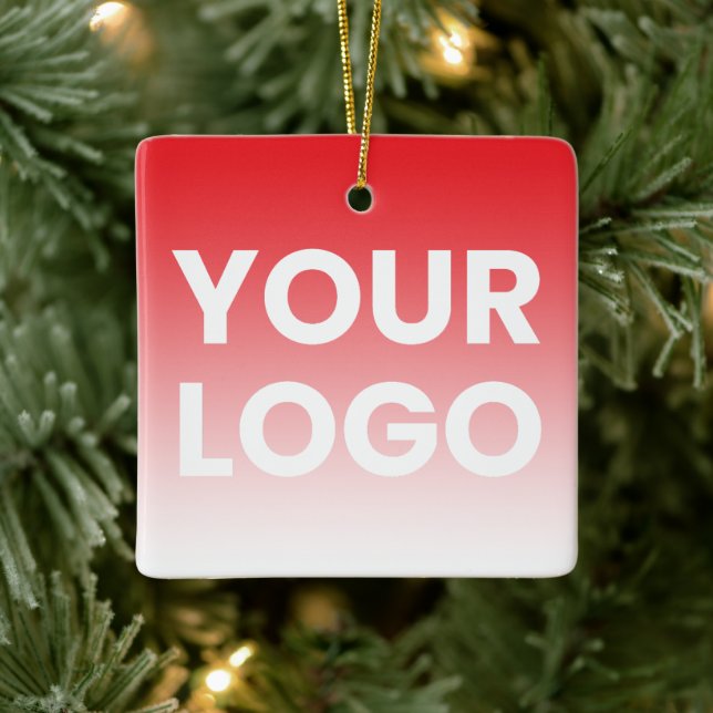 Your Logo & Editable Background Colour Gradient  Ceramic Ornament (Tree)