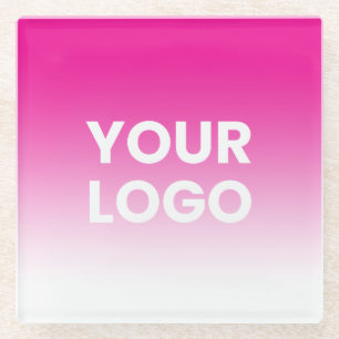 Your Logo & Editable Background Colour Gradient  Glass Coaster