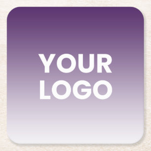 Your Logo & Editable Background Colour Gradient  Square Paper Coaster