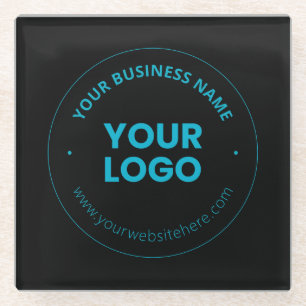 Your Logo   Editable Business Name & Website Glass Coaster