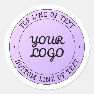 Your Logo & Editable Circular Text   Purple Ombre Classic Round Sticker