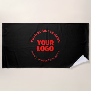 Your Logo & Editable Circular Text, Red or DIY Beach Towel