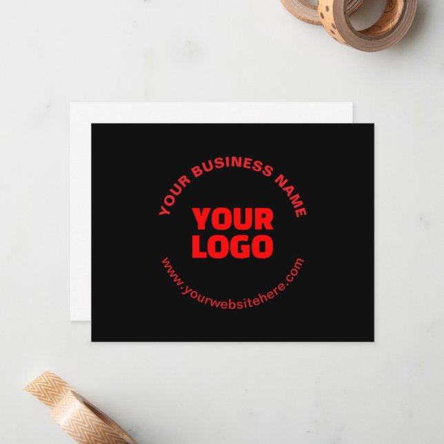 Your Logo & Editable Circular Text, Red or DIY Card (Front/Back In Situ)