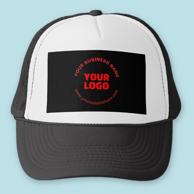 Your Logo & Editable Circular Text, Red or DIY Trucker Hat (Creator Uploaded)